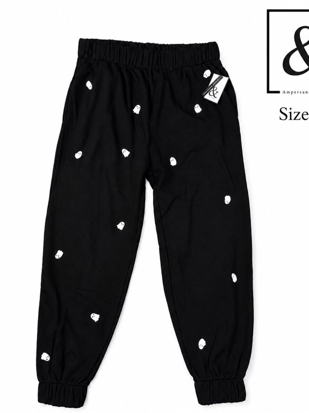 Ampersand Avenue Ghost Print Joggers Sweatpants Black Halloween NWT 2XL